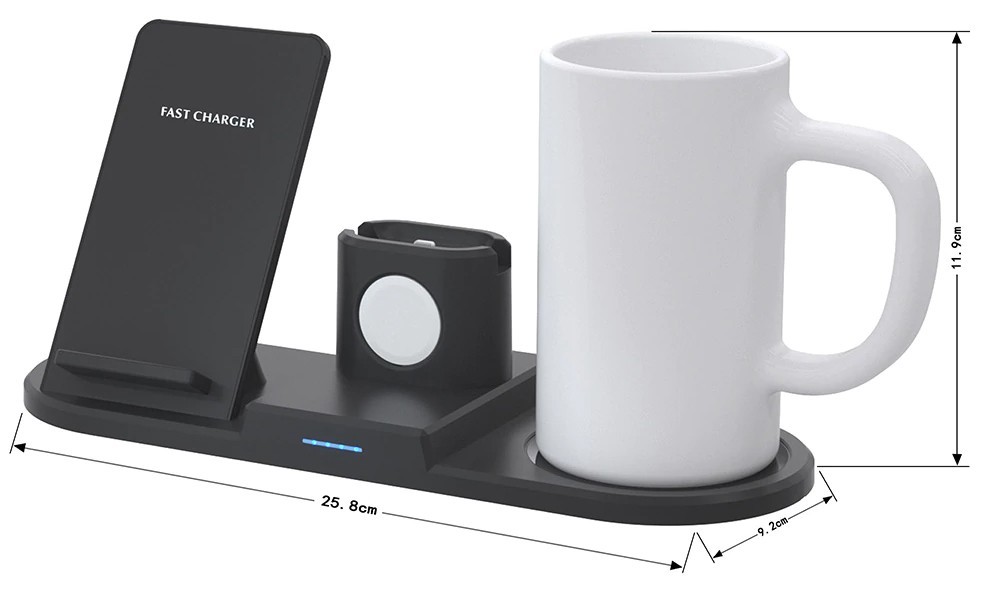 Зарядное устройство 4 в 1 + подогрев кружки MUG (2 iPhone, iWatch, AirPods) 15W черный
Зарядное устройство 4 в 1 + подогрев кружки MUG (2 iPhone, iWatch, AirPods) 15W черный