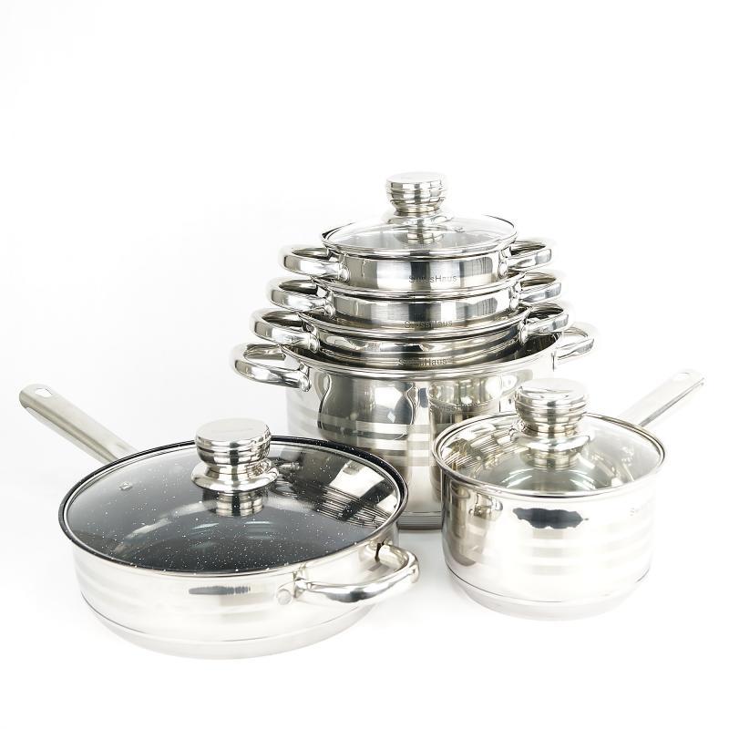 Набор кастрюль SwissHaus Cookware Set кухонная посуда из нержавеющей стали 12 предметов
Набор кастрюль SwissHaus Cookware Set кухонная посуда из нержавеющей стали 12 предметов