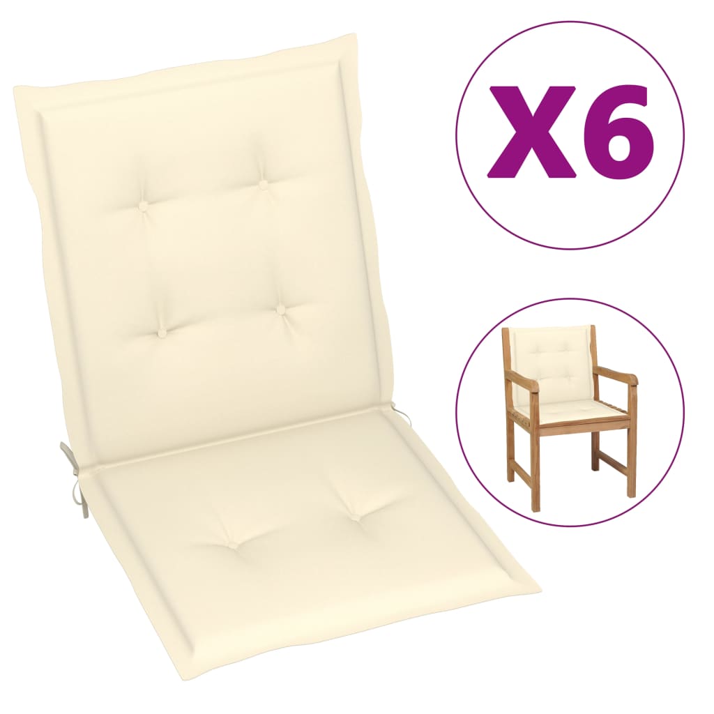 Подушки для садового стільця Shumee 6 шт кремовий колір 100x50x4 см 314133
Подушки для садового стільця Shumee 6 шт кремовий колір 100x50x4 см 314133