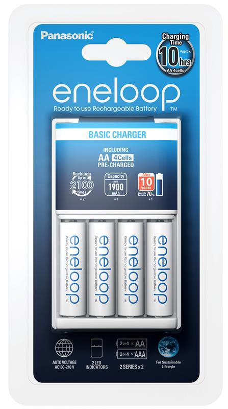 Зарядное устройство Panasonic Basic Charger + Eneloop AA/HR06 Ni-Mh 1900 mAh BL 4 шт
Зарядное устройство Panasonic Basic Charger + Eneloop AA/HR06 Ni-Mh 1900 mAh BL 4 шт