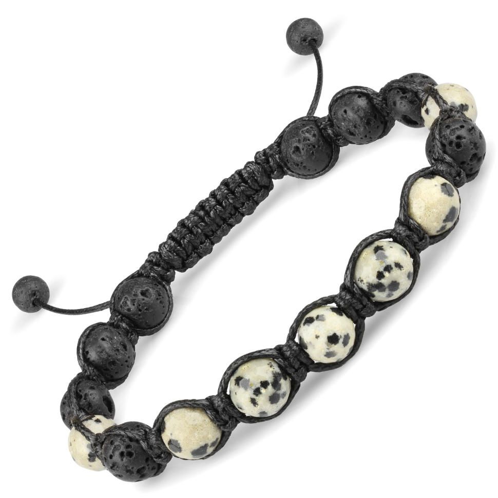 Браслет Шамбала из далматиновой яшмы и лавового камня Everiot Select LNS-2219 (Размер 18 см) 
Браслет Шамбала из далматиновой яшмы и лавового камня Everiot Select LNS-2219 (Размер 18 см)