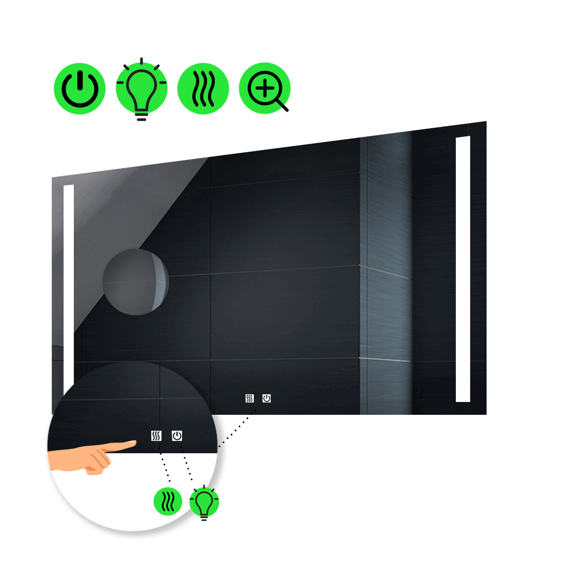 LED-зеркало 80x60см, с двумя сенсорами, подогревом и линзой без подсветки, модель Adelita
LED-зеркало 80x60см, с двумя сенсорами, подогревом и линзой без подсветки, модель Adelita