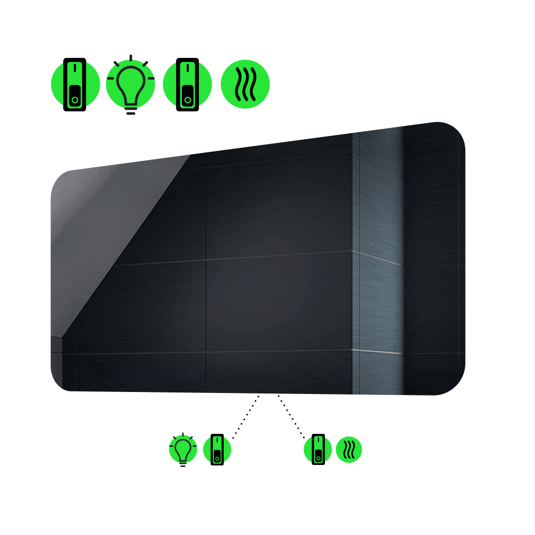 LED-зеркало 90x80см, с подогревом и двумя механическими включателями, модель Ornela
LED-зеркало 90x80см, с подогревом и двумя механическими включателями, модель Ornela
