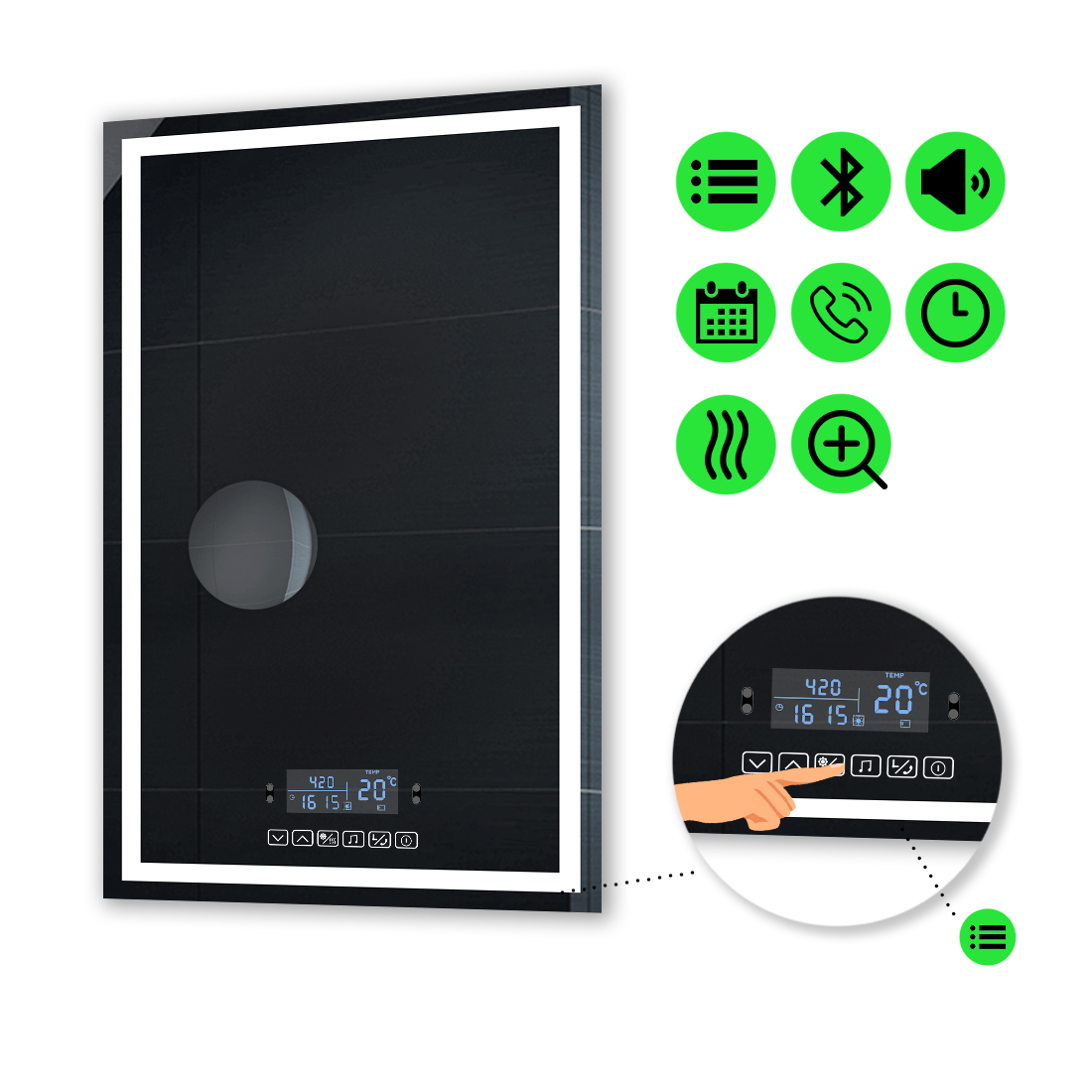 LED-зеркало 60x80см, с Smart-блоком, линзой без подсветки и подогревом, модель Karnet
LED-зеркало 60x80см, с Smart-блоком, линзой без подсветки и подогревом, модель Karnet