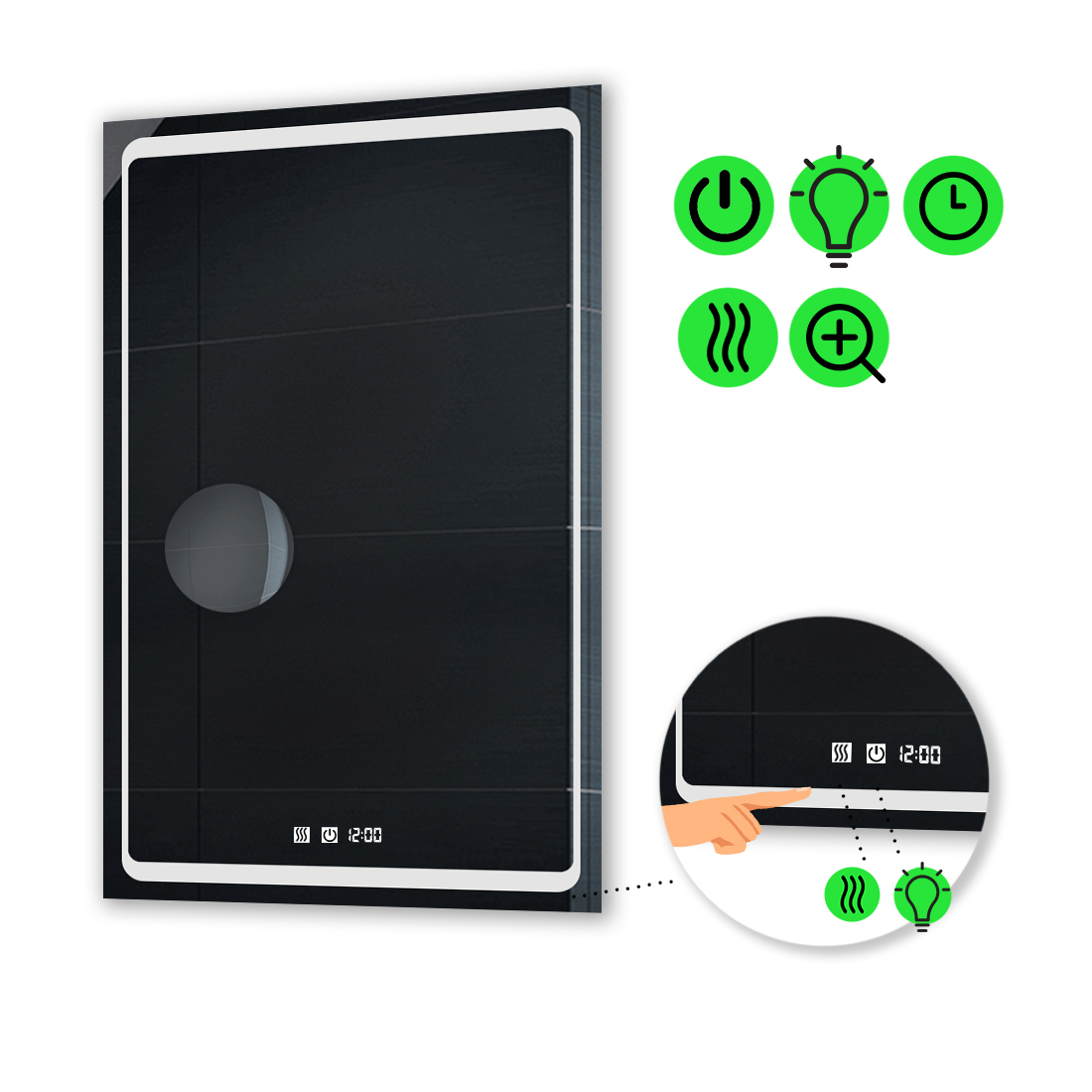 LED-зеркало 80x100см, с двумя сенсорами, часами, подогревом и линзой без подсветки, модель Emma
LED-зеркало 80x100см, с двумя сенсорами, часами, подогревом и линзой без подсветки, модель Emma