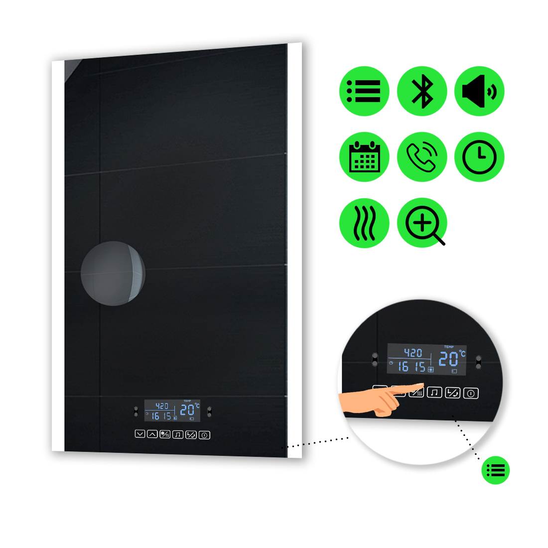 LED-зеркало 60x80см, с Smart-блоком, линзой без подсветки и подогревом, модель Ines
LED-зеркало 60x80см, с Smart-блоком, линзой без подсветки и подогревом, модель Ines