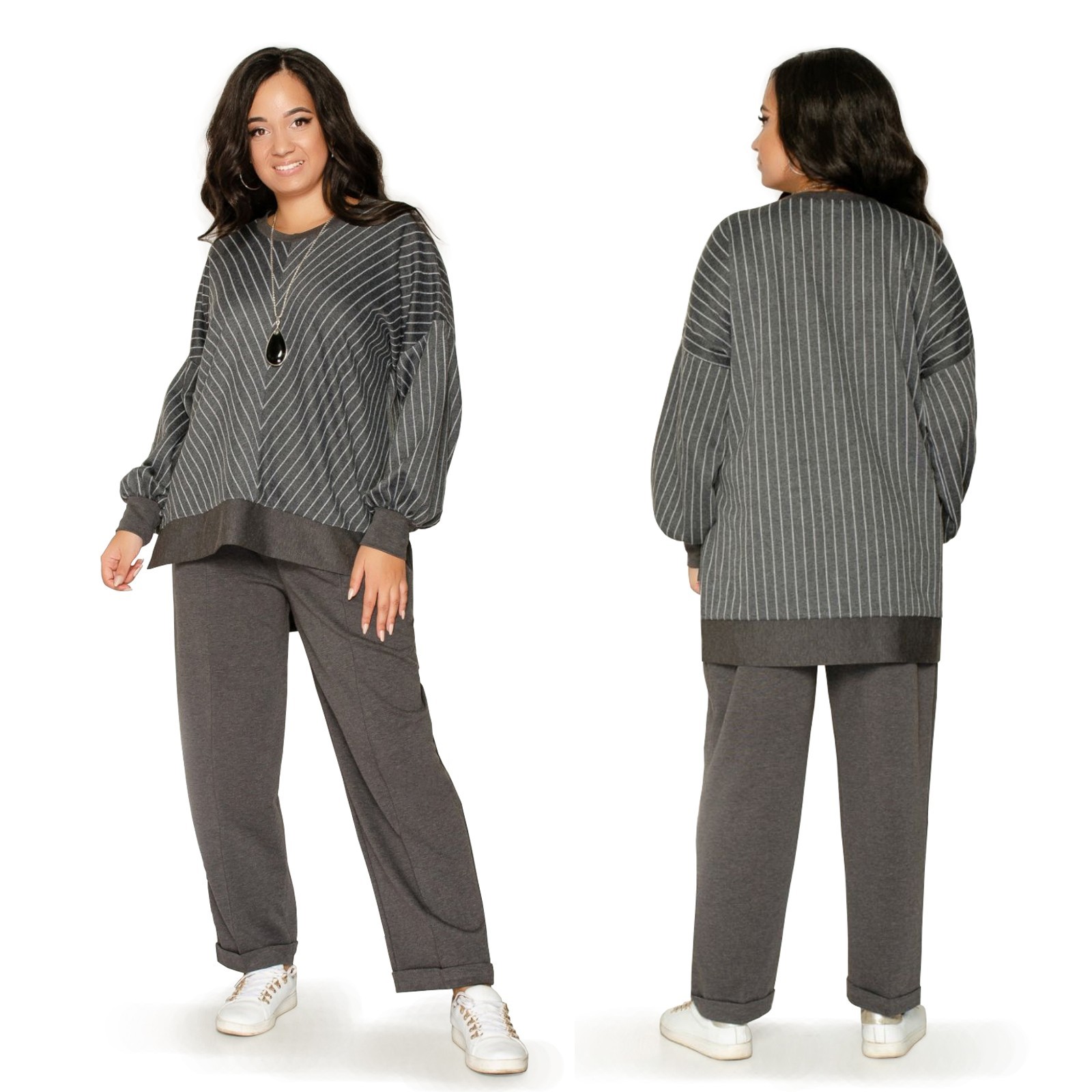 Женский трикотажный брючный костюм 2XL-3XL (-) серый в полоску, Женский трикотажный брючный костюм 2XL-3XL (56-58) серый в полоску
Женский трикотажный брючный костюм 2XL-3XL (-) серый в полоску, Женский трикотажный брючный костюм 2XL-3XL (56-58) серый в полоску