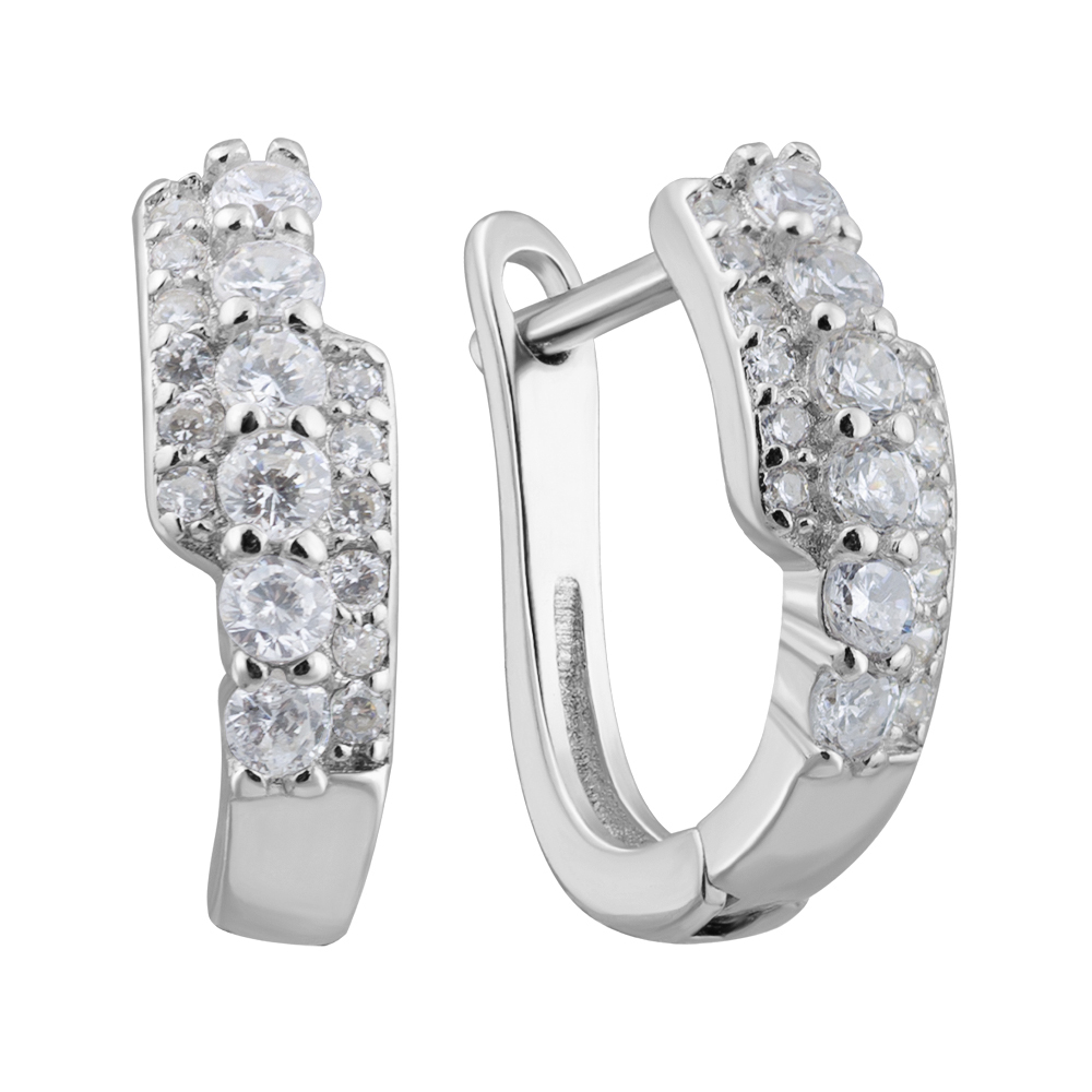 Серебряные серьги с фианитами 000132436 
Серебряные серьги с фианитами 000132436