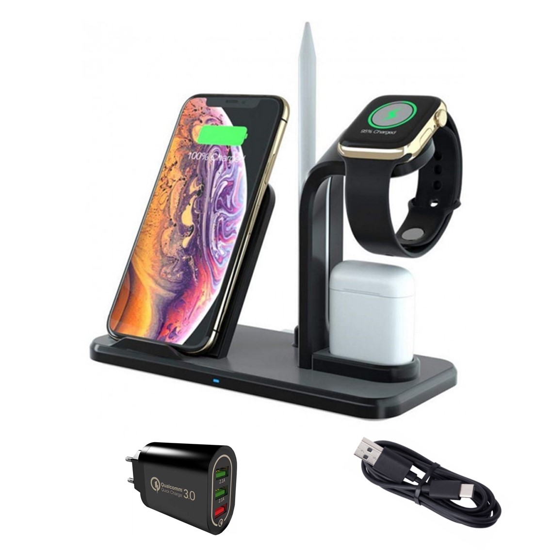 Беспроводное зарядное устройство XB-N35 для Apple устройств 3 в 1 | Qi Wireless Charging Pad Black
Беспроводное зарядное устройство XB-N35 для Apple устройств 3 в 1 | Qi Wireless Charging Pad Black