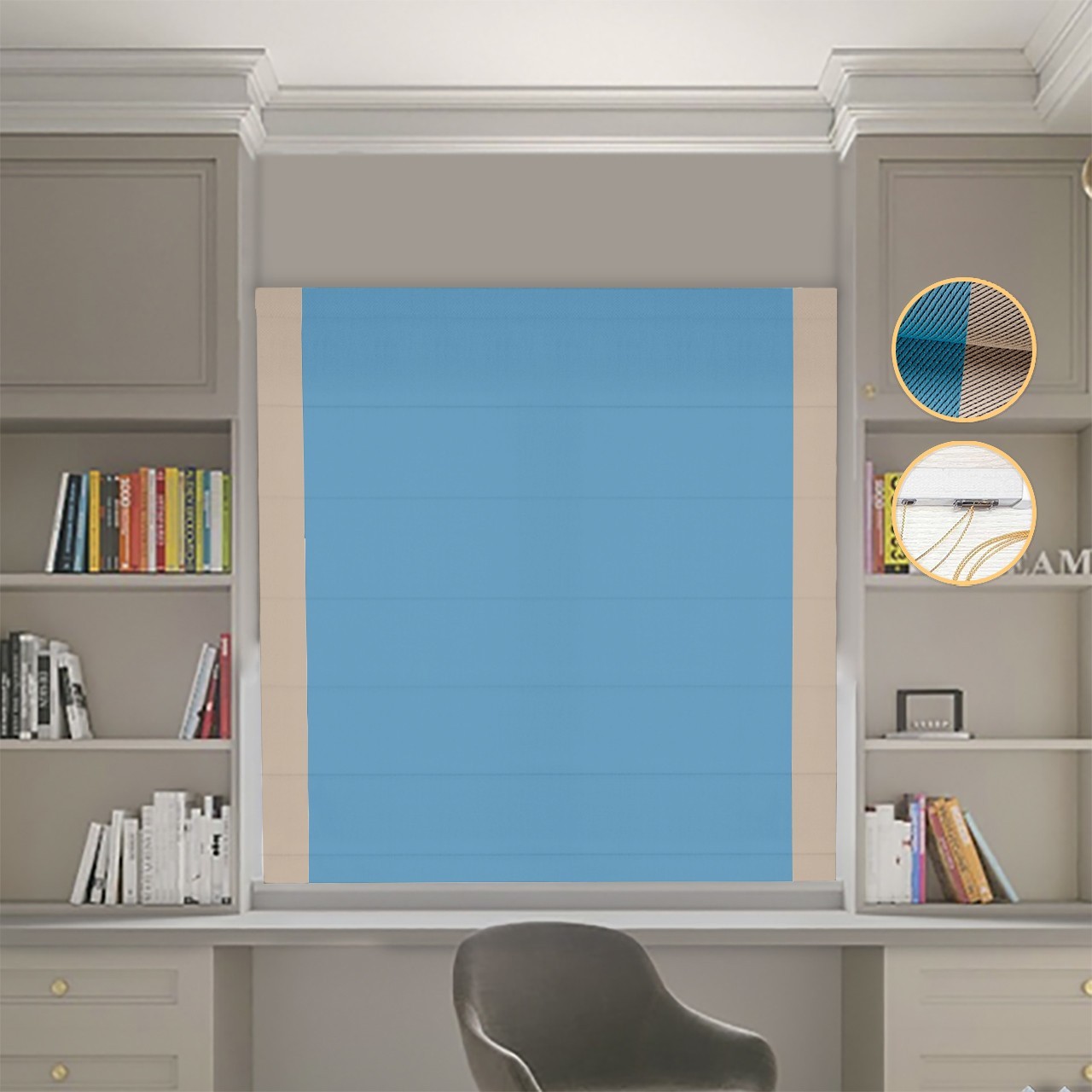 Римские шторы DECOLIV Блэкаут Перфект голубой с бежевыми кантами по бокам 80*170 см
Римские шторы DECOLIV Блэкаут Перфект голубой с бежевыми кантами по бокам 80*170 см