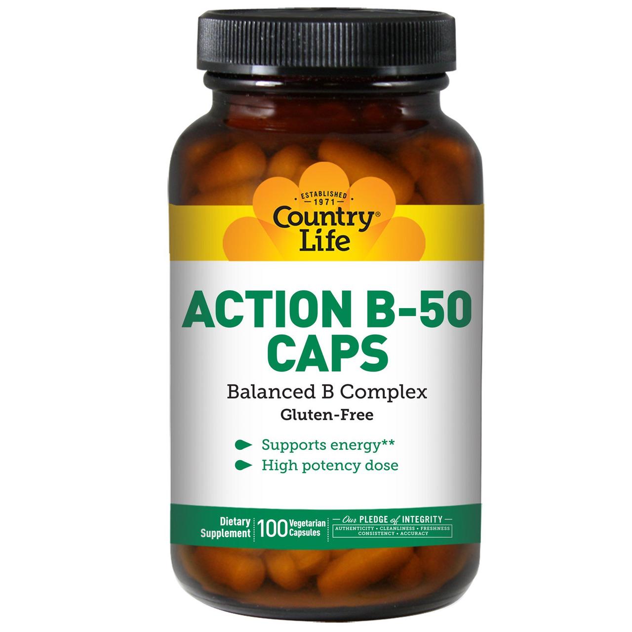 Комплекс витамина В, Country Life "Action B-50 Caps" активная форма (100 капсул)
Комплекс витамина В, Country Life "Action B-50 Caps" активная форма (100 капсул)