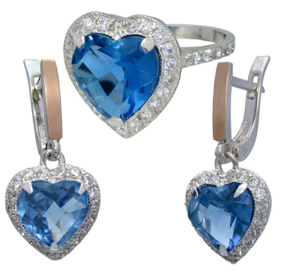 Серебряный набор Dariy Сердце Океана с золотыми напайками и с Аквамарином 01403 
Серебряный набор Dariy Сердце Океана с золотыми напайками и с Аквамарином 01403