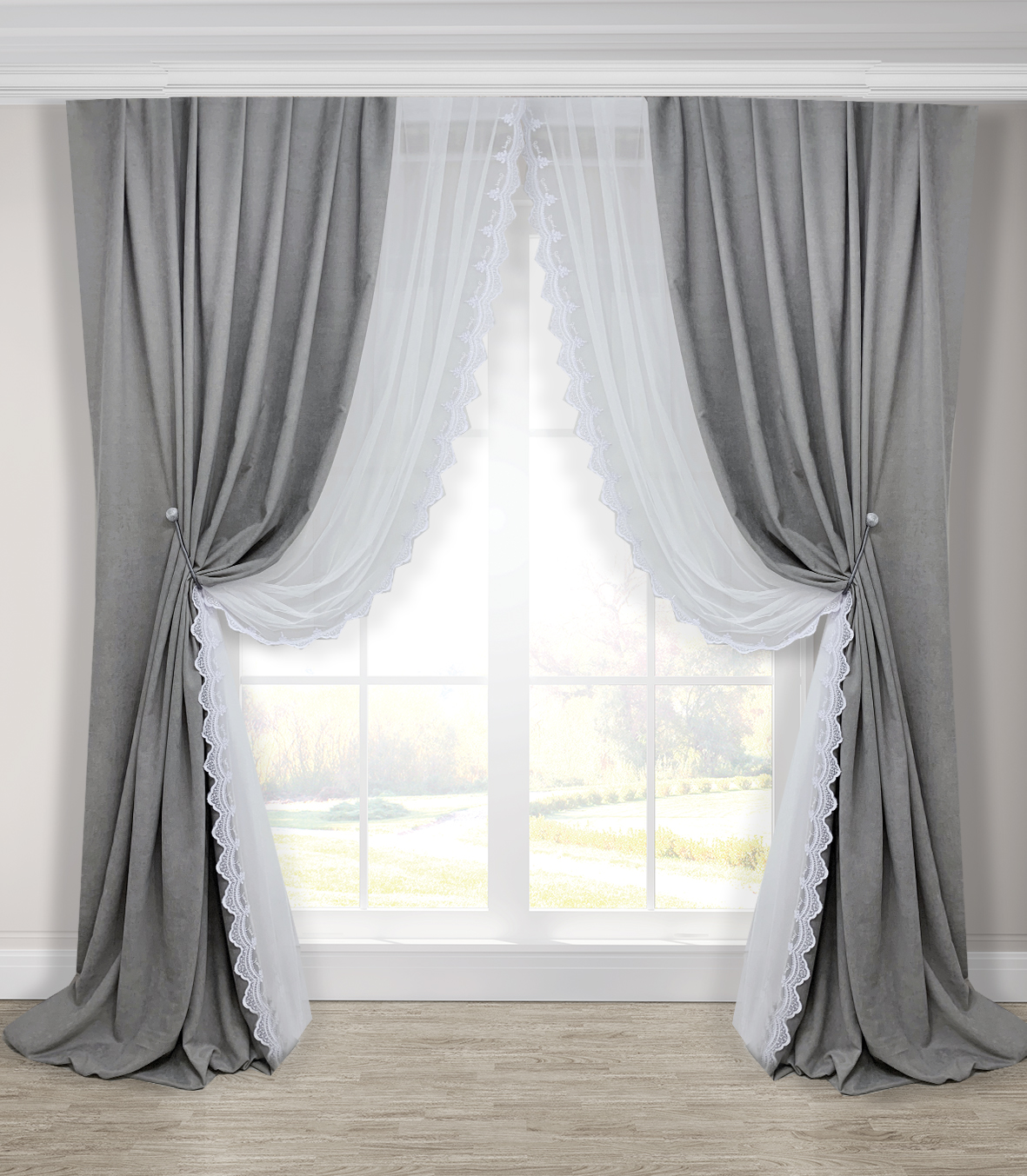 Комплект двойных штор Adagio Windows Decor из вельвета и сетки в сером цвете 150х270см (2шторы) + 270х270см (2 шторы)
Комплект двойных штор Adagio Windows Decor из вельвета и сетки в сером цвете 150х270см (2шторы) + 270х270см (2 шторы)