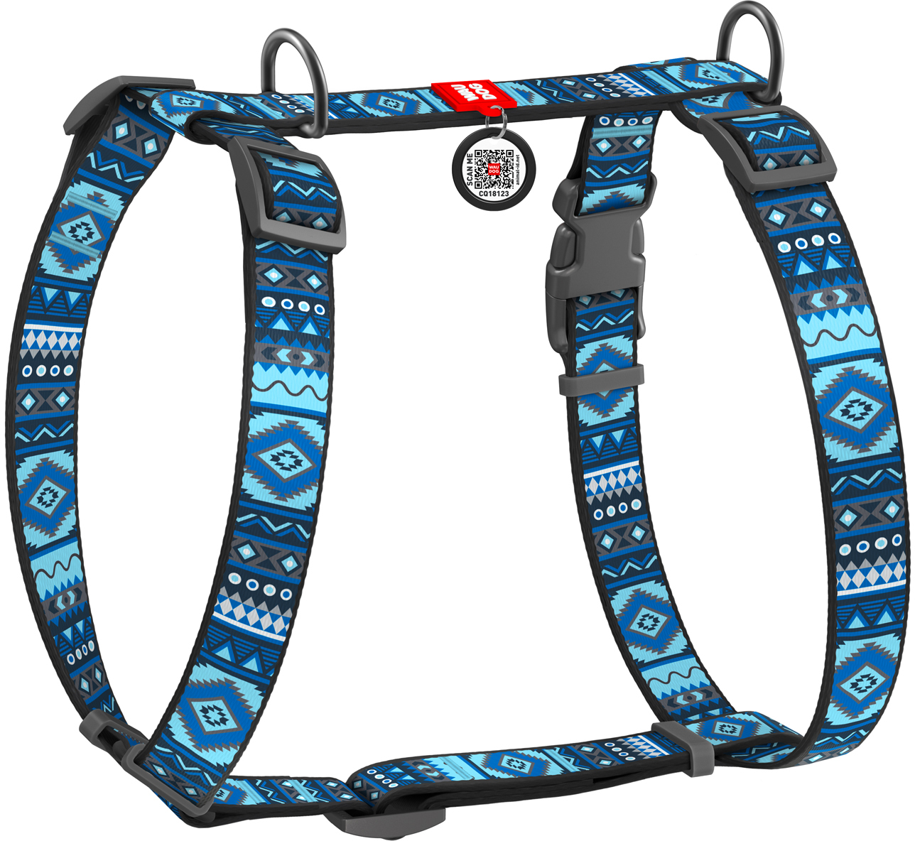 Шлея для собак Collar анатомическая H-образная WAUDOG Nylon с QR-паспортом, пластиковый фастекс, L, Ш 25 мм, А 50-90, В 60-100 рисунок "Этно синий" (5586)
Шлея для собак Collar анатомическая H-образная WAUDOG Nylon с QR-паспортом, пластиковый фастекс, L, Ш 25 мм, А 50-90, В 60-100 рисунок "Этно синий" (5586)