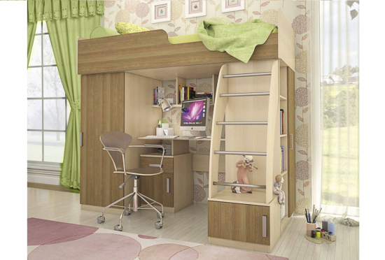 Кровать-чердак с рабочей зоной KidsBunkBed K-0236 дуб молочный орех 2042 х1203х1803 мм
Кровать-чердак с рабочей зоной KidsBunkBed K-0236 дуб молочный орех 2042 х1203х1803 мм