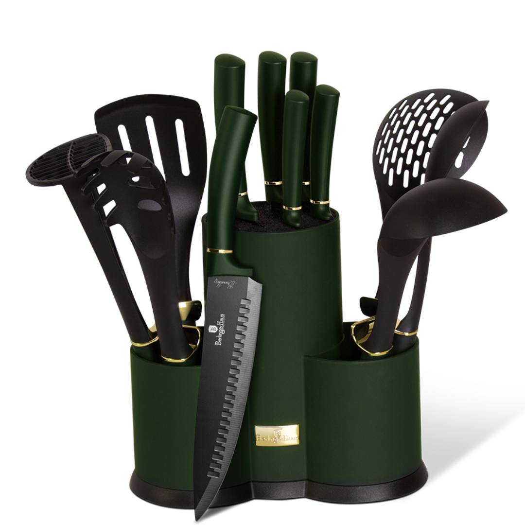 Набор кухонных принадлежностей и ножей с подставкой Berlinger Haus Emerald Collection 12 предметов (BH-6250)
Набор кухонных принадлежностей и ножей с подставкой Berlinger Haus Emerald Collection 12 предметов (BH-6250)
