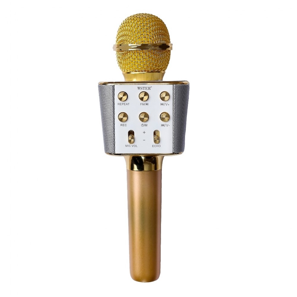 Микрофон WSTER WS-1688 аккумуляторный с динамиком + USB, microSD, AUX, FM, Bluetooth Золотистый (12527)
Микрофон WSTER WS-1688 аккумуляторный с динамиком + USB, microSD, AUX, FM, Bluetooth Золотистый (12527)