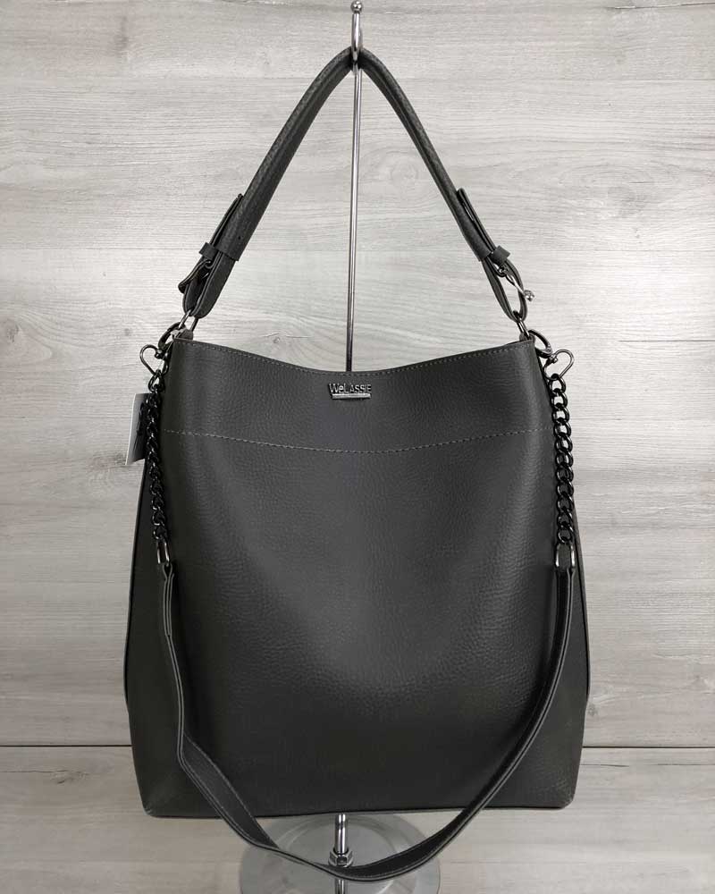 Сумка цепочка серого цвета (никель) 
Сумка цепочка серого цвета (никель)