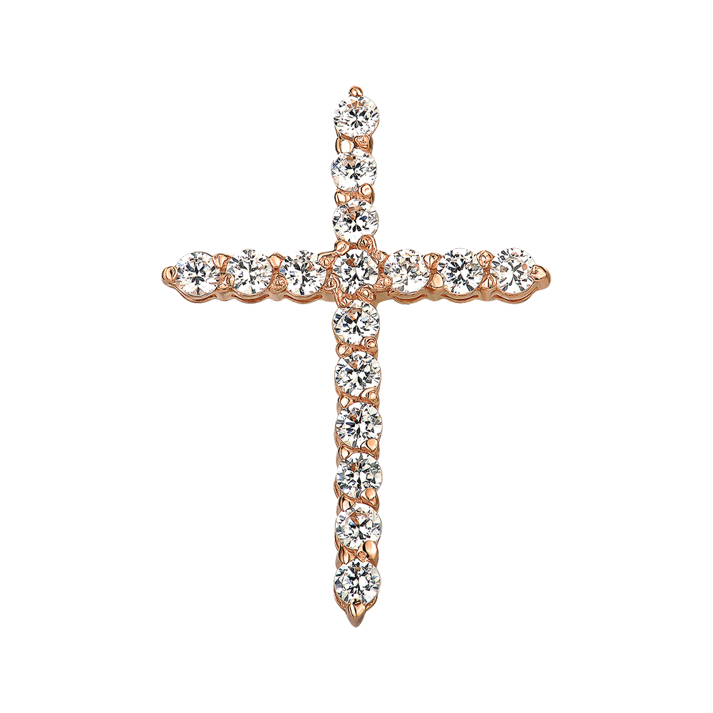 Декоративный крестик из красного золота с фианитами 000141696
Декоративный крестик из красного золота с фианитами 000141696