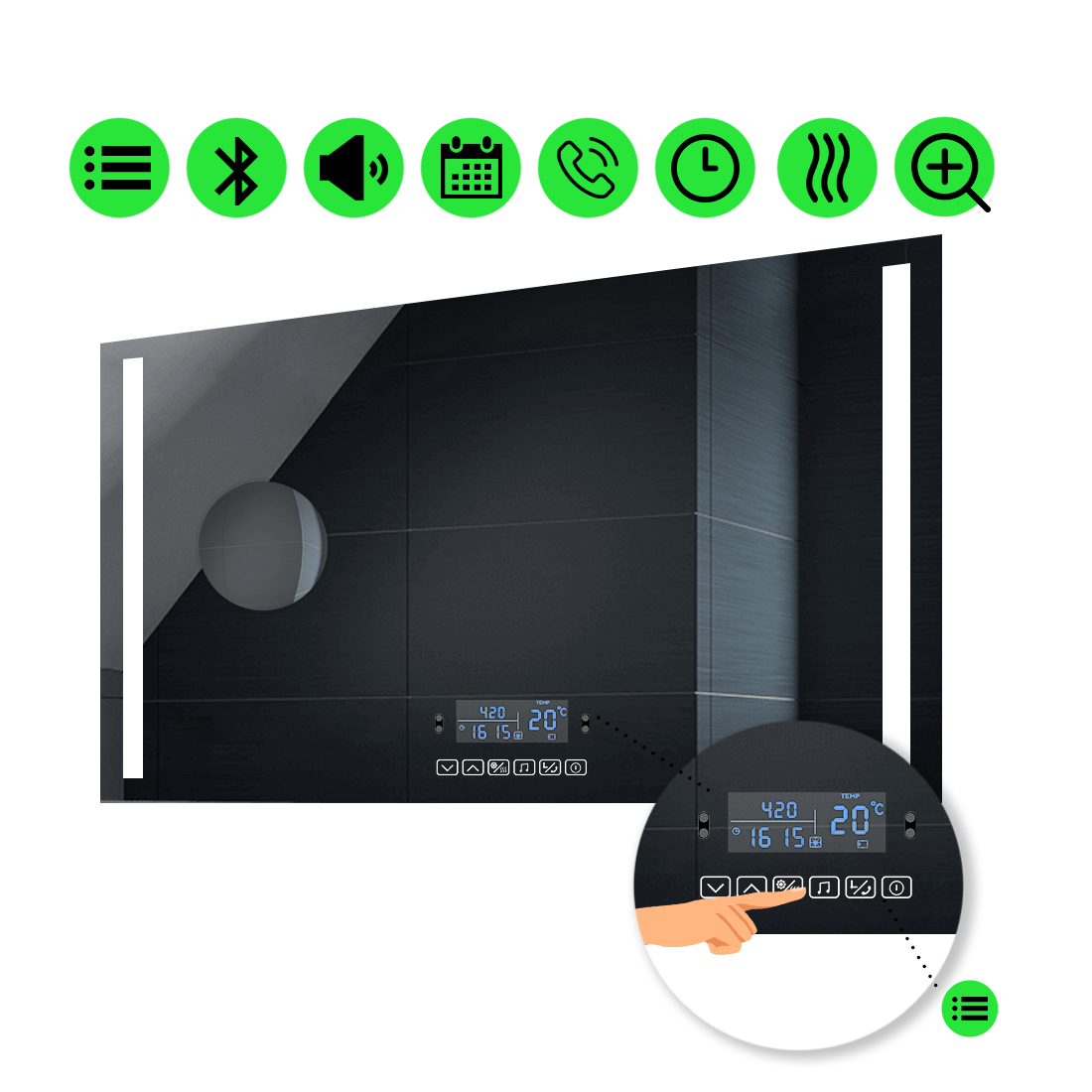 LED-зеркало 80x70см, с Smart-блоком, линзой без подсветки и подогревом, модель Adelita (Adelitag64)
LED-зеркало 80x70см, с Smart-блоком, линзой без подсветки и подогревом, модель Adelita (Adelitag64)