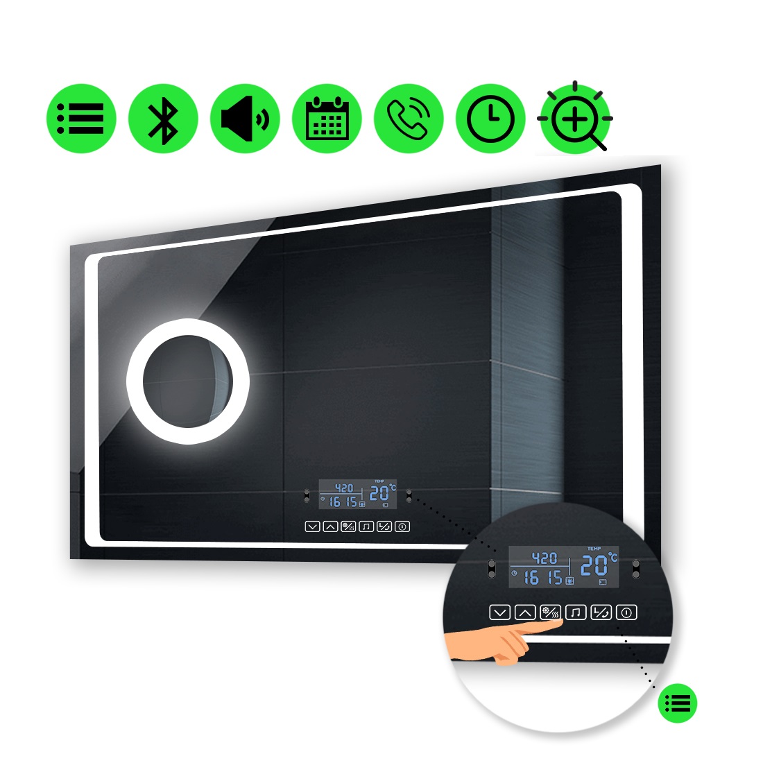LED-зеркало 80x70см, с Smart-блоком и линзой с подсветкой, модель Emma (Emmag62)
LED-зеркало 80x70см, с Smart-блоком и линзой с подсветкой, модель Emma (Emmag62)