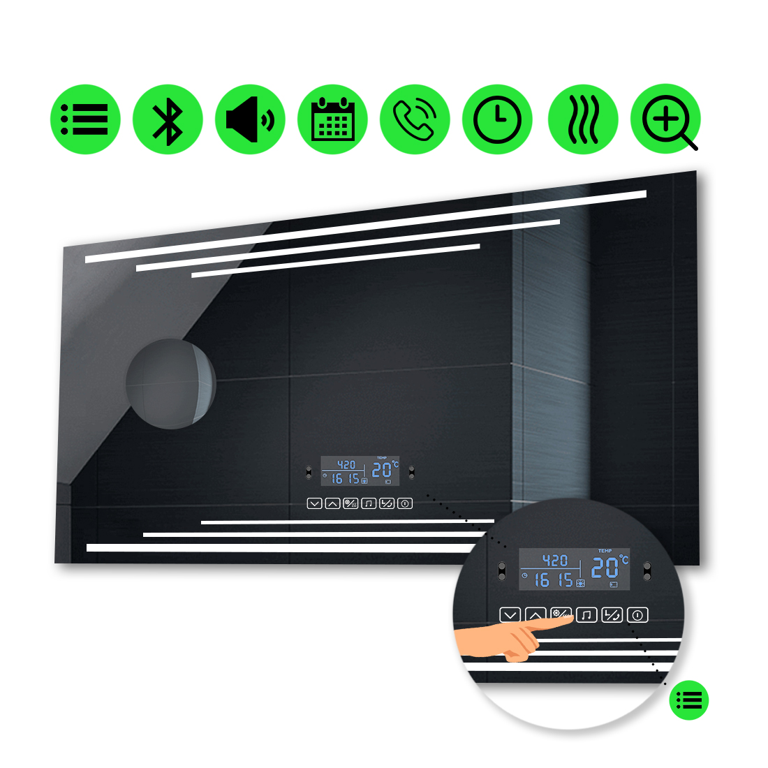 LED-зеркало 90x80см, с Smart-блоком, линзой без подсветки и подогревом, модель Francisca (Franciscag108)
LED-зеркало 90x80см, с Smart-блоком, линзой без подсветки и подогревом, модель Francisca (Franciscag108)