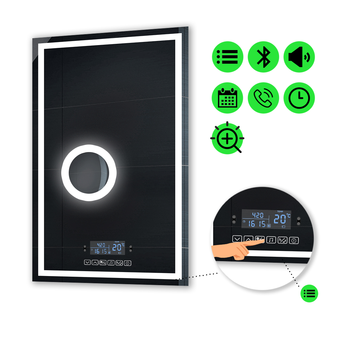 LED-зеркало 80x100см, с Smart-блоком и линзой с подсветкой, модель Karnet (karnet172)
LED-зеркало 80x100см, с Smart-блоком и линзой с подсветкой, модель Karnet (karnet172)