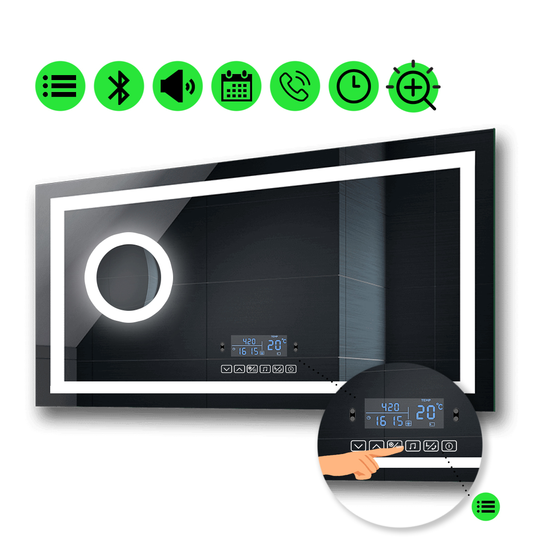 LED-зеркало 80x60см, с Smart-блоком и линзой с подсветкой, модель Karnet (karnetg40)
LED-зеркало 80x60см, с Smart-блоком и линзой с подсветкой, модель Karnet (karnetg40)