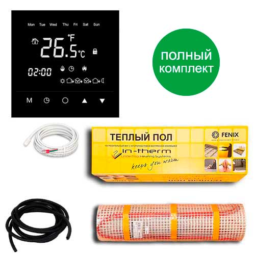 Теплый пол двухжильный нагревательный мат IN-Term ECO 200 + программируемый терморегулятор с сенсорным экраном (черный) 5.3 м.кв - 1080Вт
Теплый пол двухжильный нагревательный мат IN-Term ECO 200 + программируемый терморегулятор с сенсорным экраном (черный) 5.3 м.кв - 1080Вт