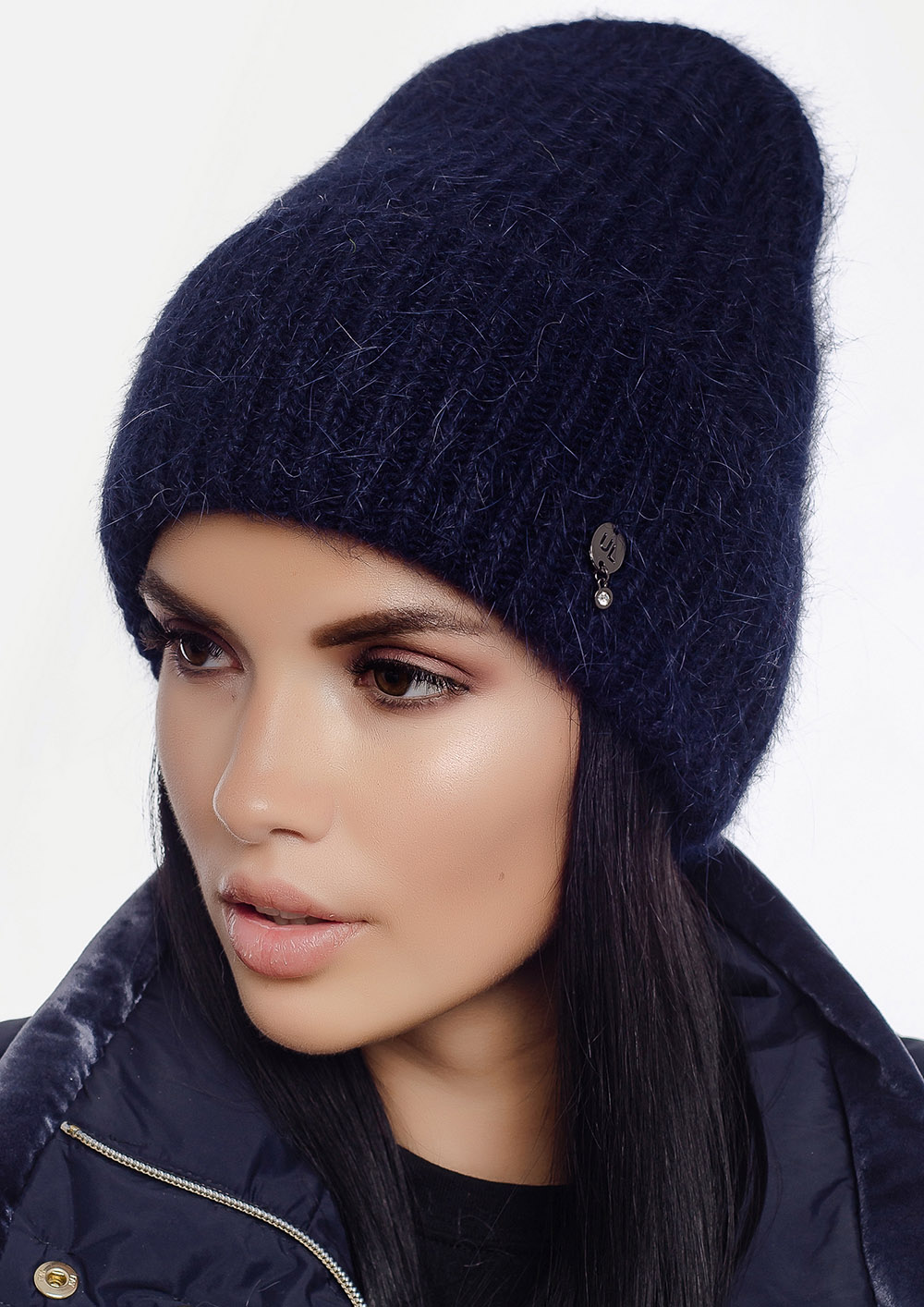 Женская шапка колпак Чери цвет темно-синий 
Женская шапка колпак Чери цвет темно-синий