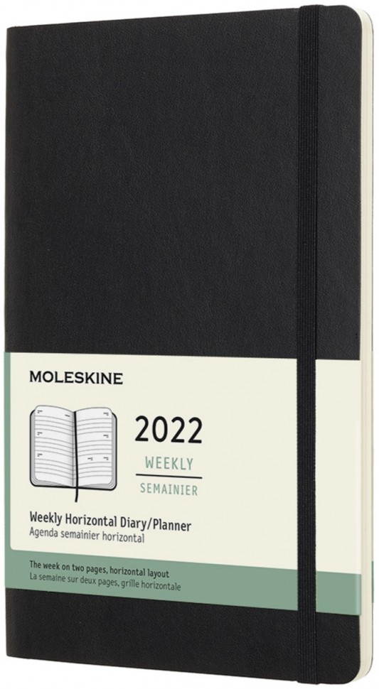 Горизонтальний щотижневик Moleskine на 2022 рік середній 13 х 21 см чорний м'який
Горизонтальний щотижневик Moleskine на 2022 рік середній 13 х 21 см чорний м'який