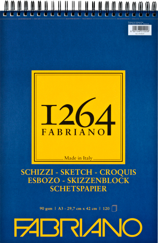 Альбом для рисунка и эскизов Fabriano 1264 А3 90г/м2 на спирали 120 листов Слоновая кость (8001348212058)
Альбом для рисунка и эскизов Fabriano 1264 А3 90г/м2 на спирали 120 листов Слоновая кость (8001348212058)