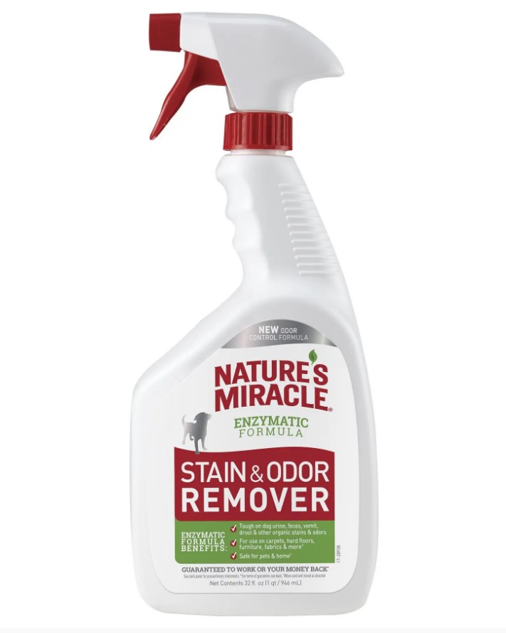 Спрей-устранитель Nature's Miracle «Stain & Odor Remover» для удаления пятен и запахов от собак 709 мл
Спрей-устранитель Nature's Miracle «Stain & Odor Remover» для удаления пятен и запахов от собак 709 мл