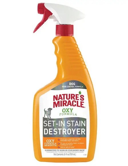 Спрей-устранитель Nature's Miracle «Set-In Stain Destroyer. Oxy Formula» для удаления пятен и запахов от собак, с формулой активного кислорода 946 мл
Спрей-устранитель Nature's Miracle «Set-In Stain Destroyer. Oxy Formula» для удаления пятен и запахов от собак, с формулой активного кислорода 946 мл