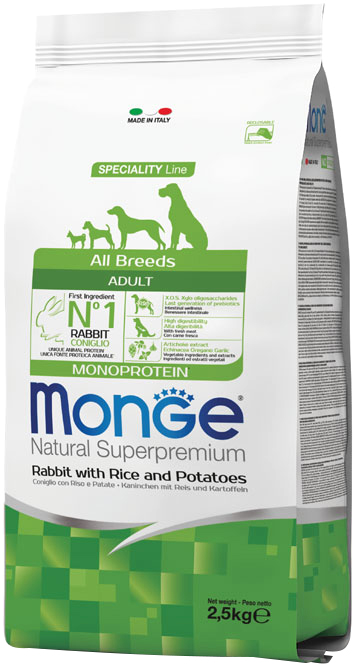 Сухой корм Monge Dog All breeds Adult Rabbit&Rice для взрослых собак всех пород со вкусом кролика и риса 2.5 кг
Сухой корм Monge Dog All breeds Adult Rabbit&Rice для взрослых собак всех пород со вкусом кролика и риса 2.5 кг