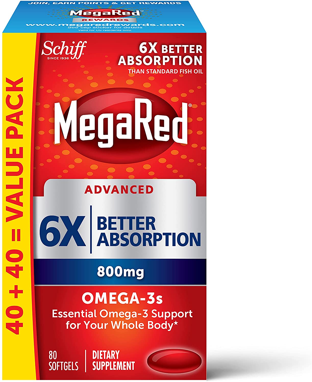 Schiff MegaRed Advanced 6X Better Absorption 800 mg Omega-3 80 капсул (4384303759)
Schiff MegaRed Advanced 6X Better Absorption 800 mg Omega-3 80 капсул (4384303759)