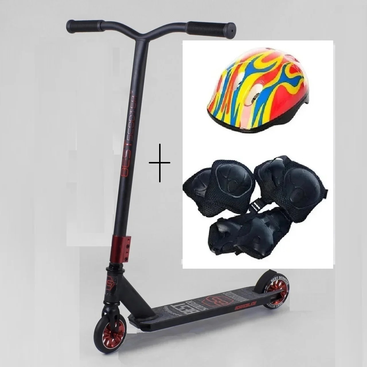 Самокат трюковый Best Scooter двухколесный колеса 110 мм Черно-красный с защитой (121981200)
Самокат трюковый Best Scooter двухколесный колеса 110 мм Черно-красный с защитой (121981200)