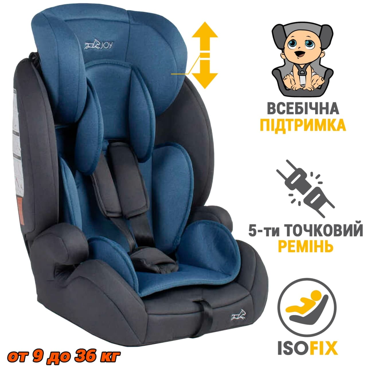 Детское автокресло в машину JOY с системой ISOFIX - универсальное улучшенное кресло для ребенка с фиксацией безопасности, быстросъемным чехлом - от 9 до 36 кг Серый с синим
Детское автокресло в машину JOY с системой ISOFIX - универсальное улучшенное кресло для ребенка с фиксацией безопасности, быстросъемным чехлом - от 9 до 36 кг Серый с синим
