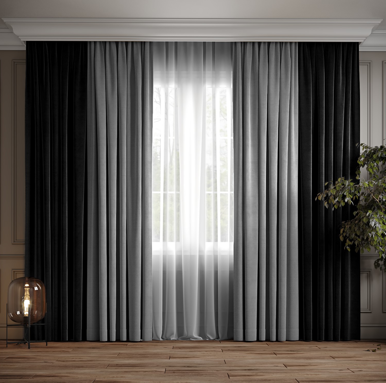 Комплект двухцветные шторы Ann-Tailor микровелюр Черный с светло-серым 150x270 см 2 шт (194-371)
Комплект двухцветные шторы Ann-Tailor микровелюр Черный с светло-серым 150x270 см 2 шт (194-371)