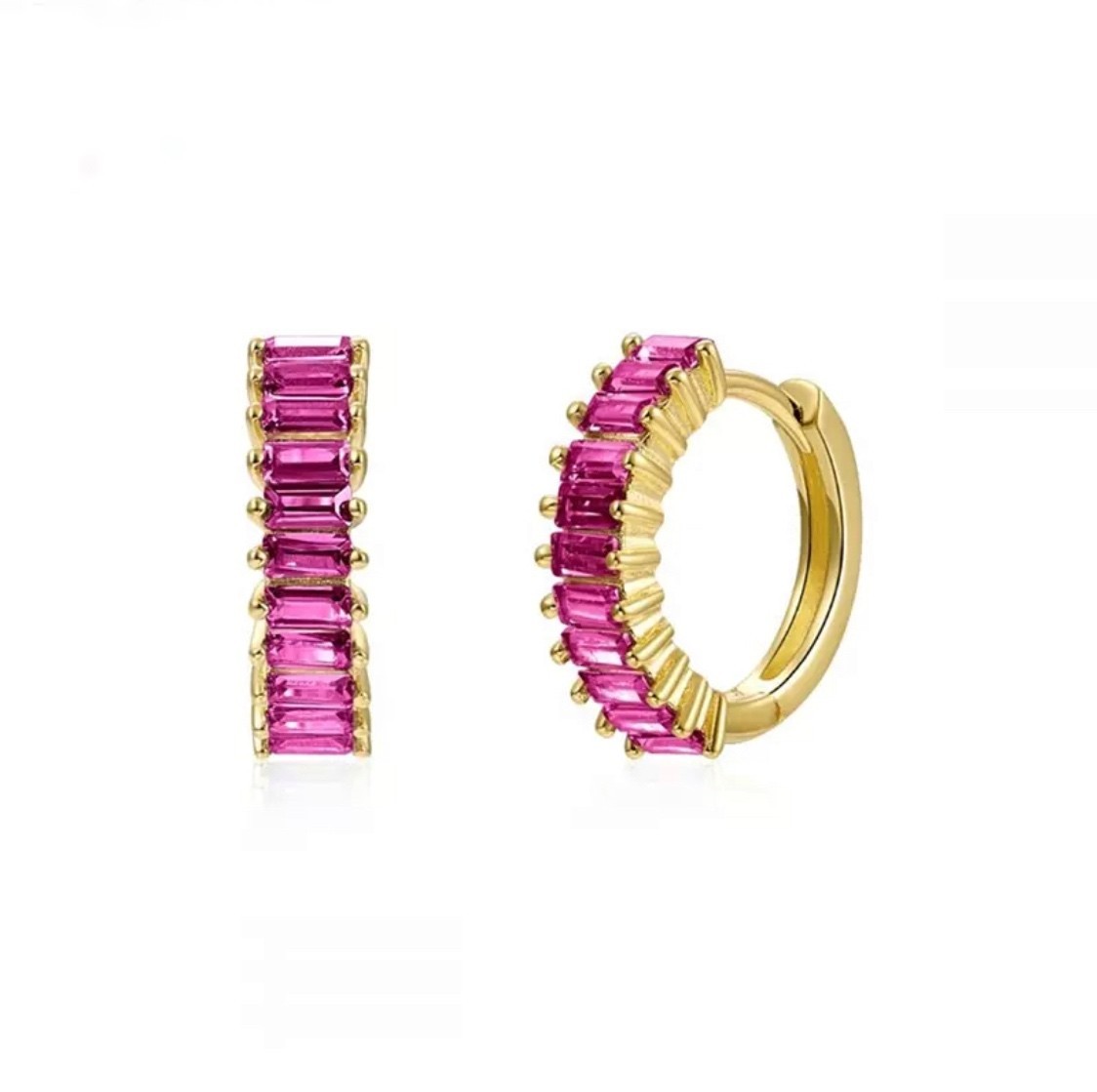 Серьги Rose hoops из серебра 925 пробы в позолоте 14к, с розовыми камушками, золотой цвет
Серьги Rose hoops из серебра 925 пробы в позолоте 14к, с розовыми камушками, золотой цвет