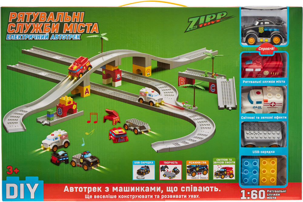 Электрический автотрек ZIPP Toys Городские службы спасения Модель 1 96 деталей (5320055)
Электрический автотрек ZIPP Toys Городские службы спасения Модель 1 96 деталей (5320055)