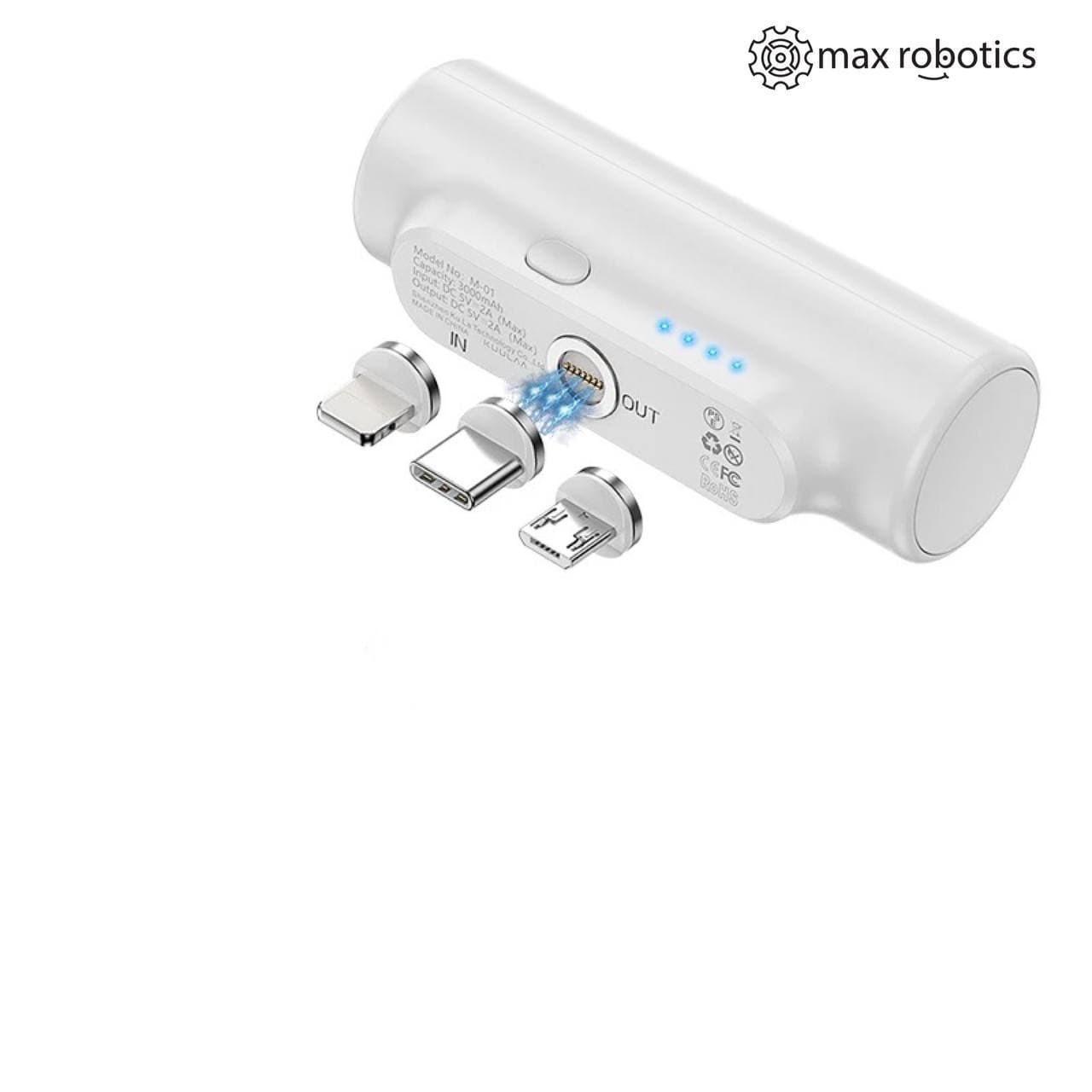 УМБ Max Robotics 3000 мАч Магнитный power bank + 3 конектора Micro-USB/Lighting/Type С White
УМБ Max Robotics 3000 мАч Магнитный power bank + 3 конектора Micro-USB/Lighting/Type С White