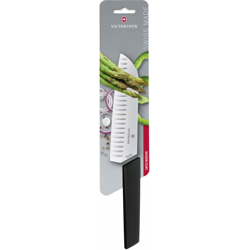 Кухонный нож Victorinox Swiss Modern Santoku 17см рифл. с черн. ручкой (блистер)
Кухонный нож Victorinox Swiss Modern Santoku 17см рифл. с черн. ручкой (блистер)