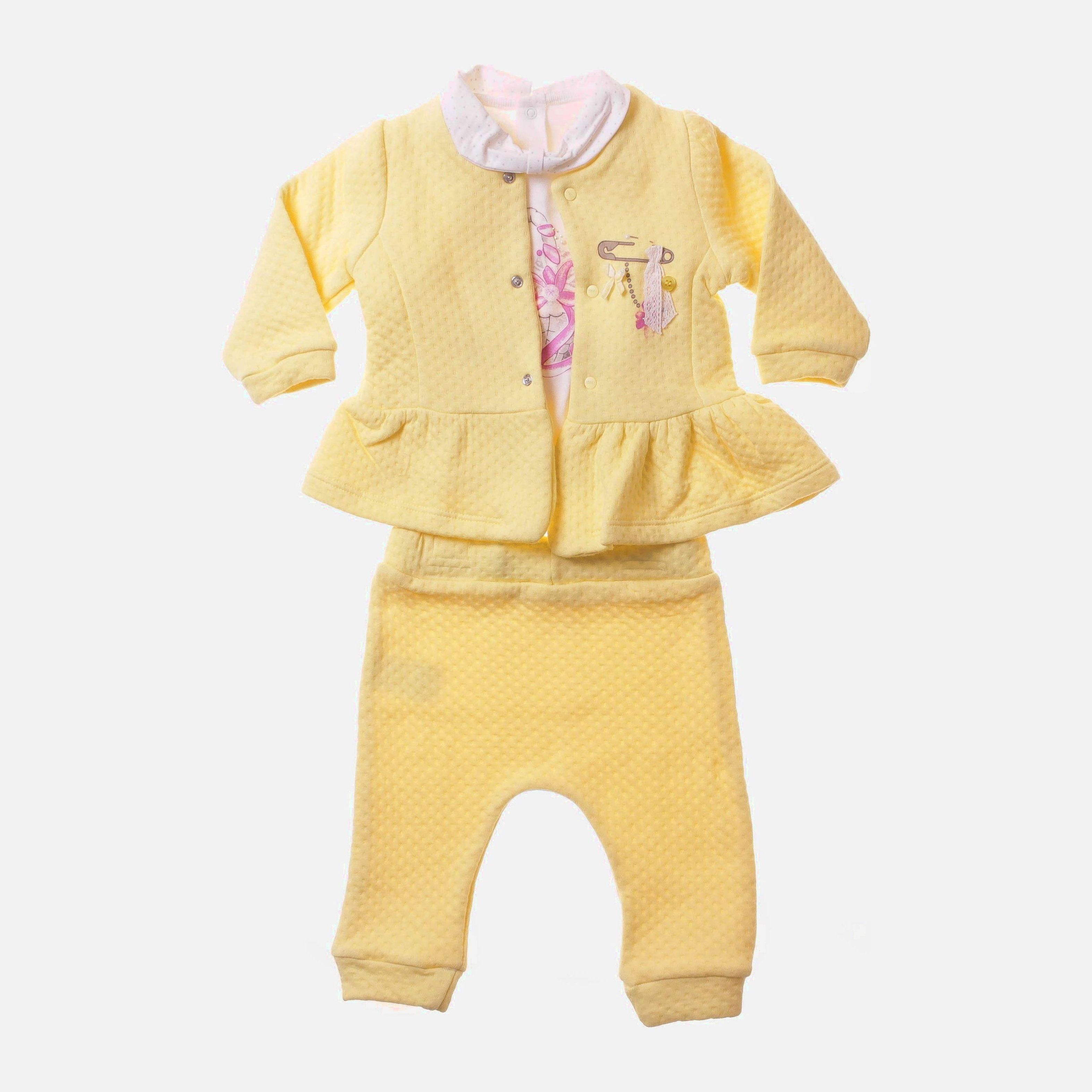 Комплект (футболка с длинными рукавами + кофта + брюки) Tongs Baby 2334 68 см Желтый/Розовый
Комплект (футболка с длинными рукавами + кофта + брюки) Tongs Baby 2334 68 см Желтый/Розовый