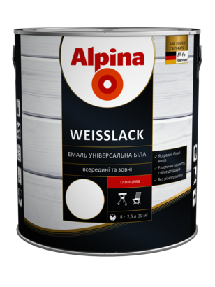 Эмаль универсальная усиленная полиуретаном для дерева и металла Alpina Weisslack, 0,75 кг
Эмаль универсальная усиленная полиуретаном для дерева и металла Alpina Weisslack, 0,75 кг
