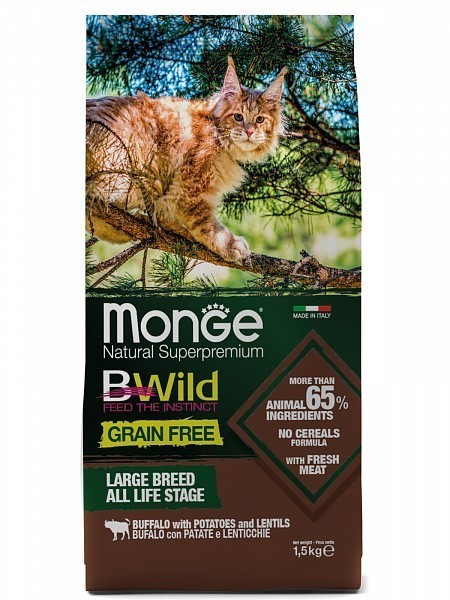 Беззерновой корм MONGE BWILD GR.FREE с буйволом (для кошек крупных пород с 2-х месяцев) 1,5кг
Беззерновой корм MONGE BWILD GR.FREE с буйволом (для кошек крупных пород с 2-х месяцев) 1,5кг