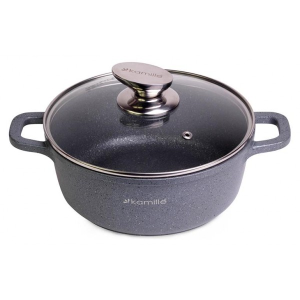 Кастрюля с крышкой Kamille Landes Grey 6.5 л с литыми алюминиевыми ручками Ø28 см
Кастрюля с крышкой Kamille Landes Grey 6.5 л с литыми алюминиевыми ручками Ø28 см