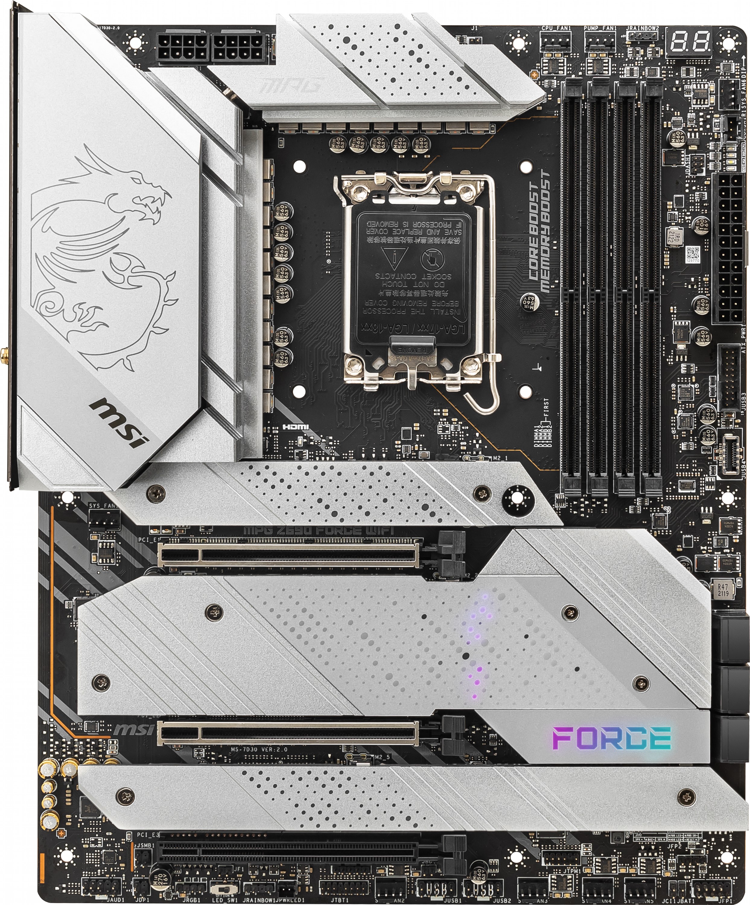 Материнская плата MSI MPG Z690 Force Wi-Fi (s1700, Intel Z690, PCI-Ex16)
Материнская плата MSI MPG Z690 Force Wi-Fi (s1700, Intel Z690, PCI-Ex16)