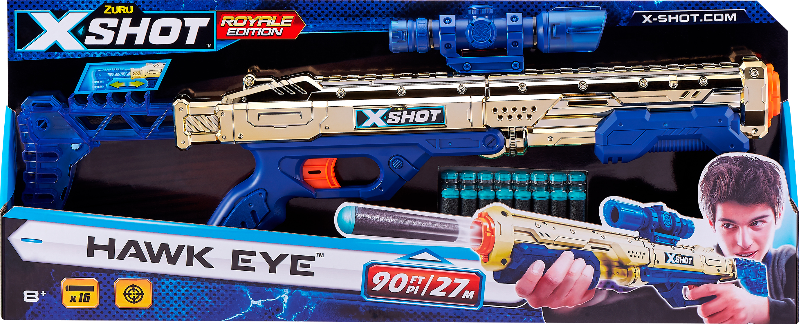 Скорострельный бластер Zuru X-Shot Excel Hawk Eye 16 патронов Golden (36479Z) (193052031303)
Скорострельный бластер Zuru X-Shot Excel Hawk Eye 16 патронов Golden (36479Z) (193052031303)