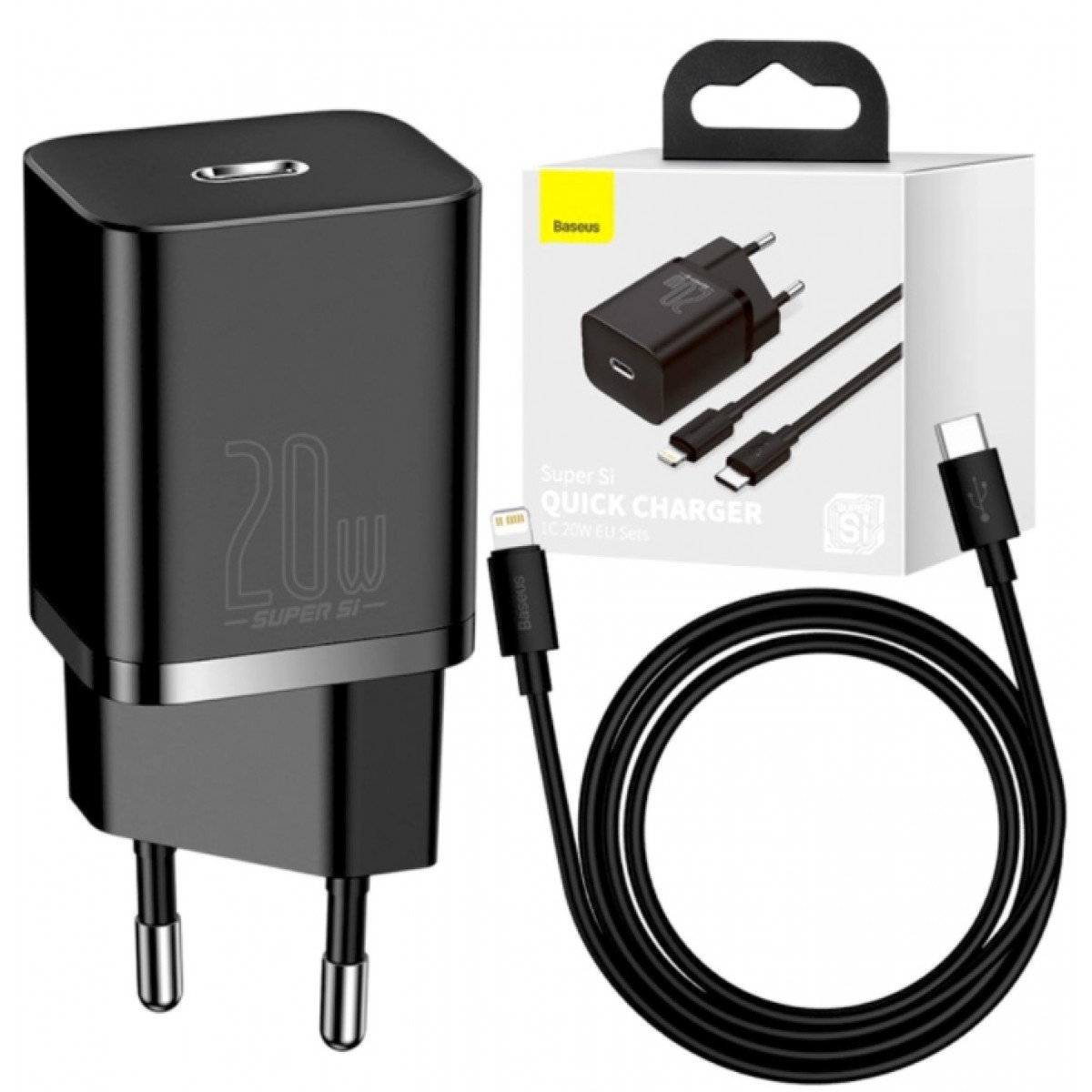 Сетевое зарядное устройство Baseus Super Si Quick Charger 1C 20W EU Sets(With Baseus Simple Wisdom Data Cable Type-C, черный
Сетевое зарядное устройство Baseus Super Si Quick Charger 1C 20W EU Sets(With Baseus Simple Wisdom Data Cable Type-C, черный